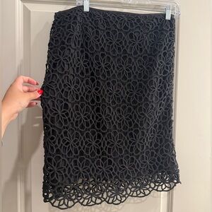 100% Cotton V Cristina Black Embellished Cut-Out Pencil Skirt